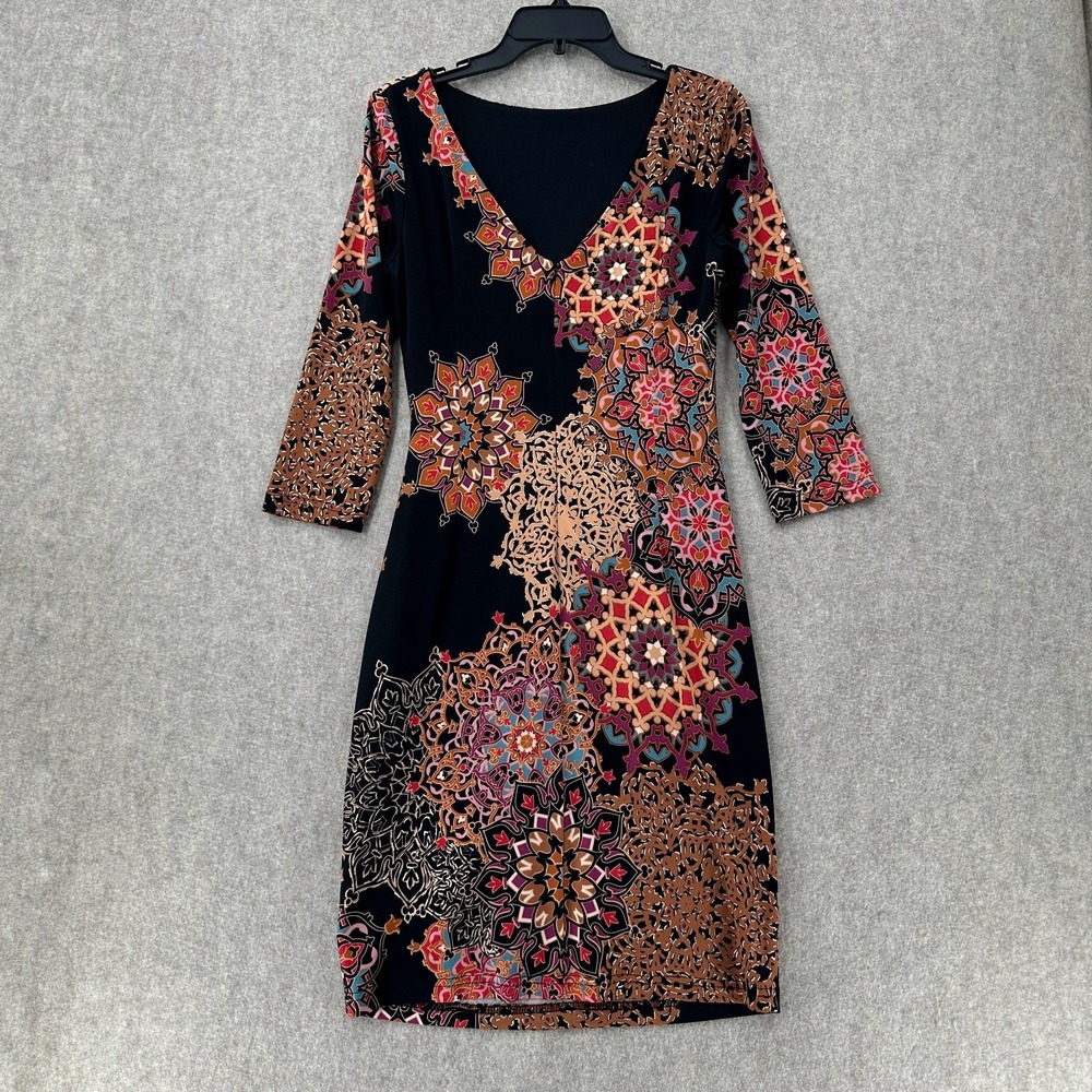 Joseph‎ Ribkoff Floral Dress Surplice Size 10 Pink Multicolor Stretchy